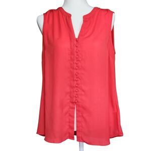 Rose & Olive Women's Orange Sleeveless Keyhole Lightweight Blosue Size L